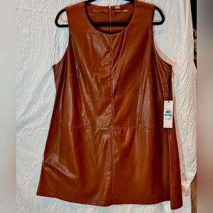 Calvin Klein Women's Faux Leather A-Line Dress-sz16